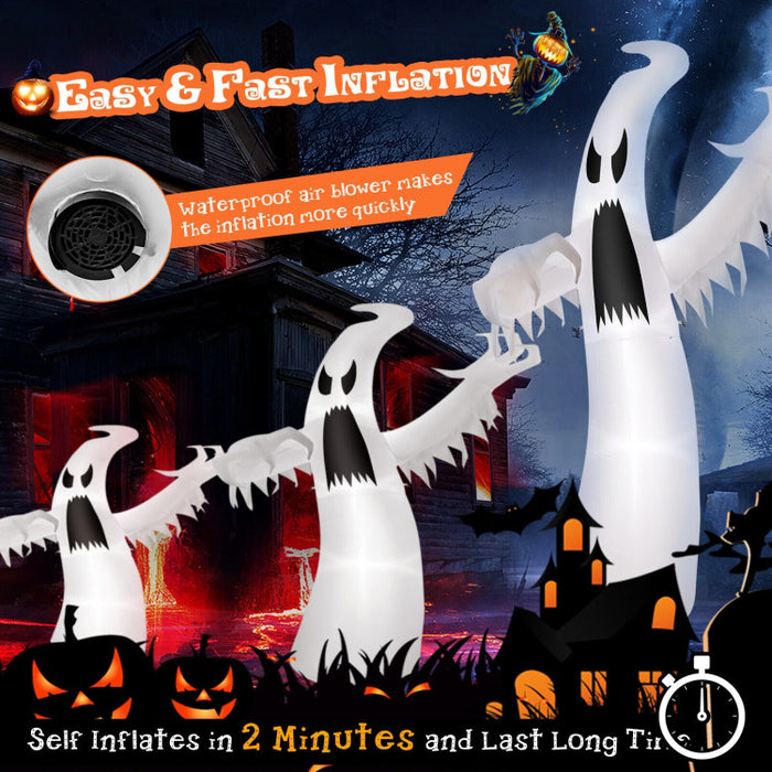 Halloween Inflatable Ghost with Built-in LED Lights and Blower - Suitable for Halloween Decorations