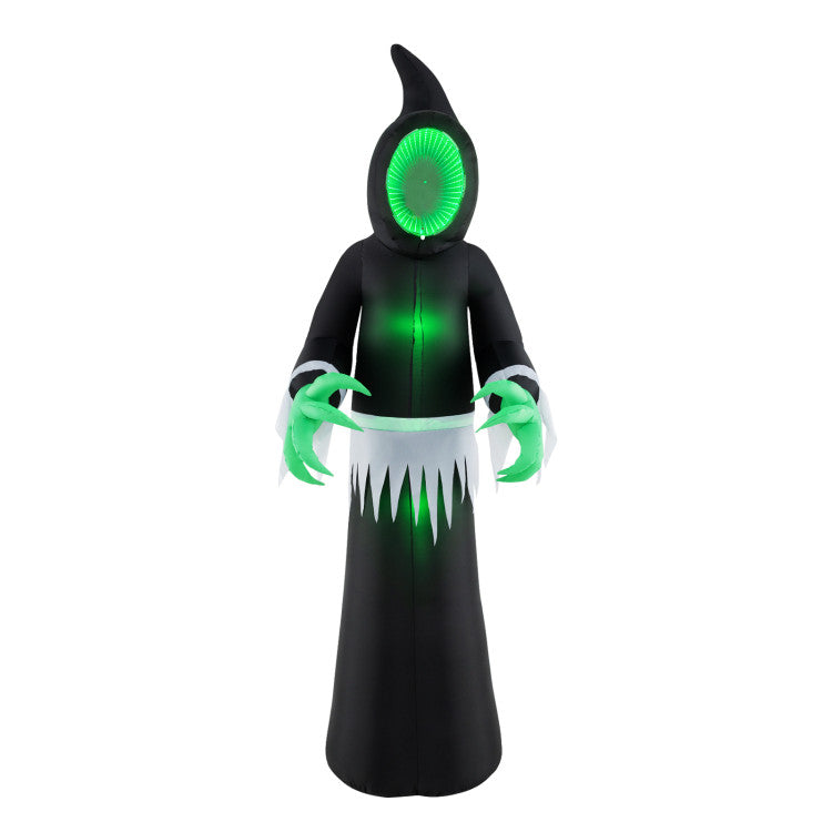 Halloween Inflatable Ghost with Built-in Green LED Lights - Suitable for Halloween Decorations and Scary Parties