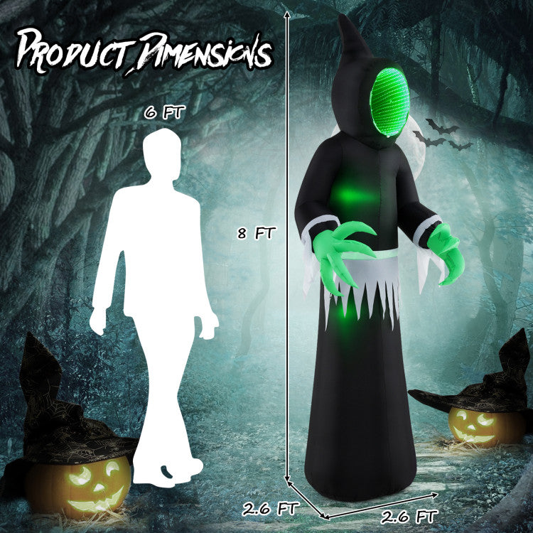 Halloween Inflatable Ghost with Built-in Green LED Lights - Suitable for Halloween Decorations and Scary Parties