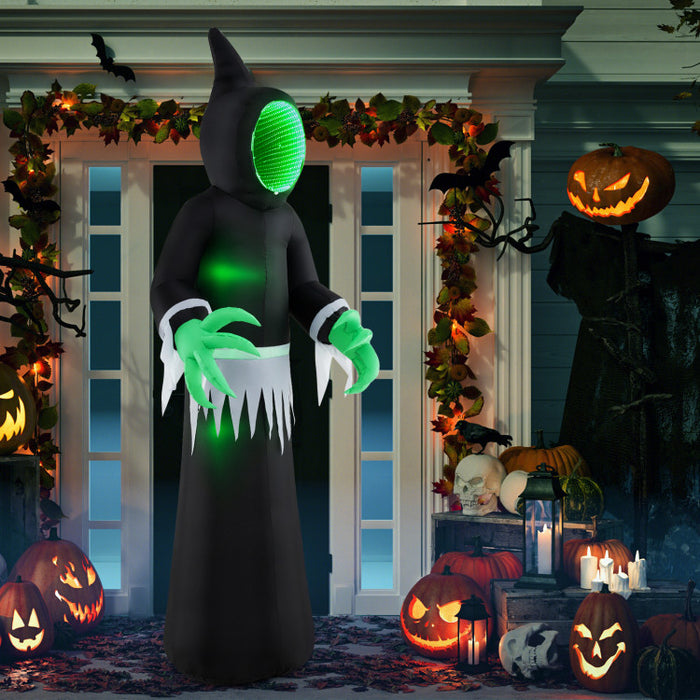 Halloween Inflatable Ghost with Built-in Green LED Lights - Suitable for Halloween Decorations and Scary Parties