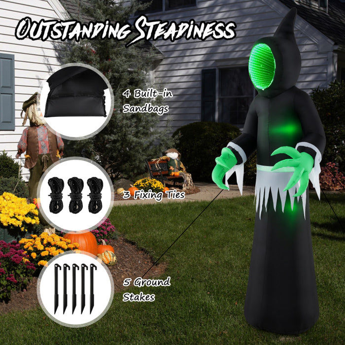 Halloween Inflatable Ghost with Built-in Green LED Lights - Suitable for Halloween Decorations and Scary Parties
