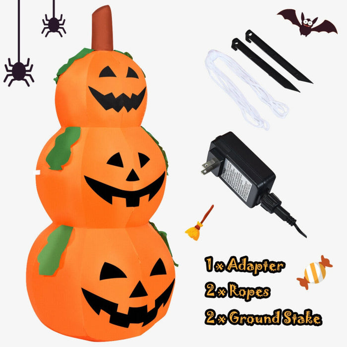 Halloween Inflatable Pumpkin 3-Piece Set with Built-in LED Lights and Waterproof Fan - Suitable for Halloween Decorations, Haunted Houses, and Parties