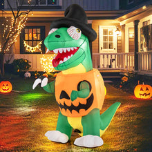 Load image into Gallery viewer, Halloween Inflatable Pumpkin Dinosaur with Built-in Blower and LED Lights - Suitable for Halloween Decorations
