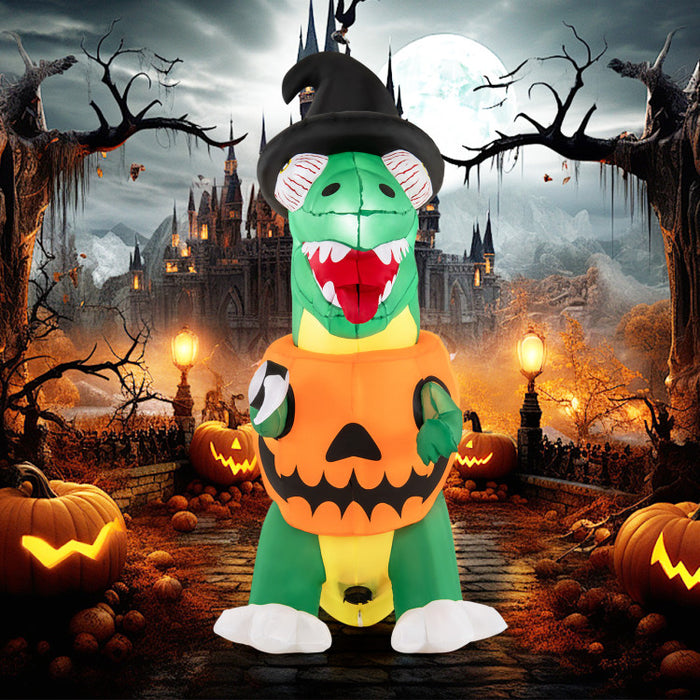 Halloween Inflatable Pumpkin Dinosaur with Built-in Blower and LED Lights - Suitable for Halloween Decorations
