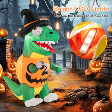 Load image into Gallery viewer, Halloween Inflatable Pumpkin Dinosaur with Built-in Blower and LED Lights - Suitable for Halloween Decorations
