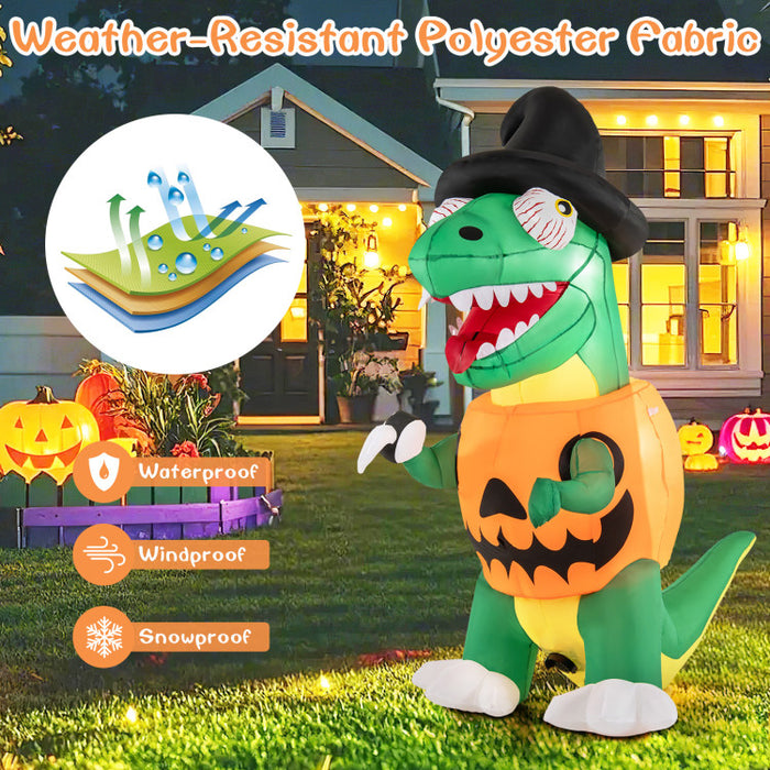 Halloween Inflatable Pumpkin Dinosaur with Built-in Blower and LED Lights - Suitable for Halloween Decorations