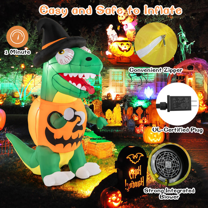 Halloween Inflatable Pumpkin Dinosaur with Built-in Blower and LED Lights - Suitable for Halloween Decorations