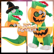 Load image into Gallery viewer, Halloween Inflatable Pumpkin Dinosaur with Built-in Blower and LED Lights - Suitable for Halloween Decorations
