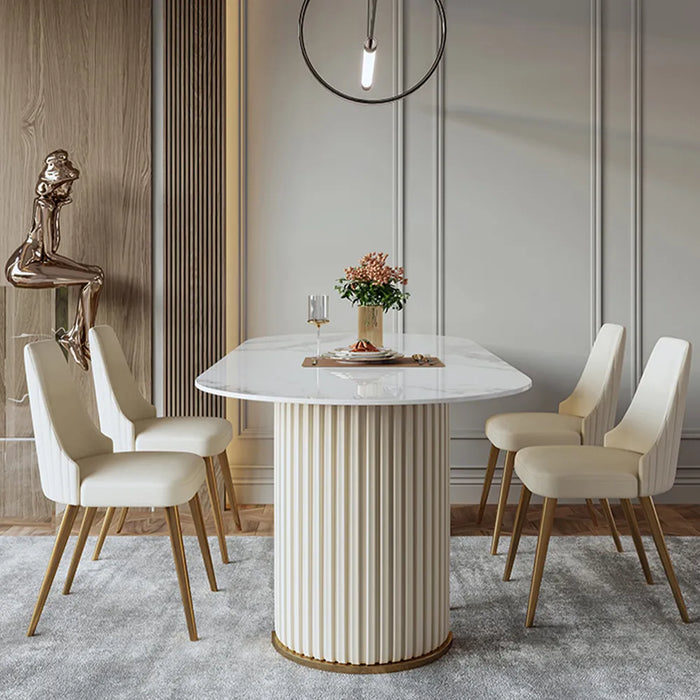 Modern Minimalist High-Quality Oval White Dining Table - Suitable for Restaurant