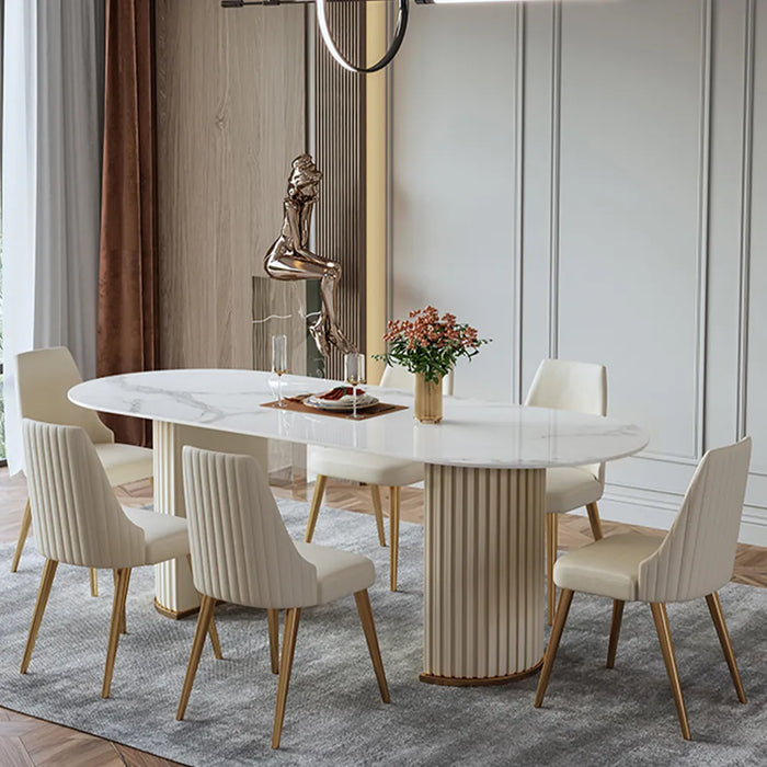 Modern Minimalist High-Quality Oval White Dining Table - Suitable for Restaurant