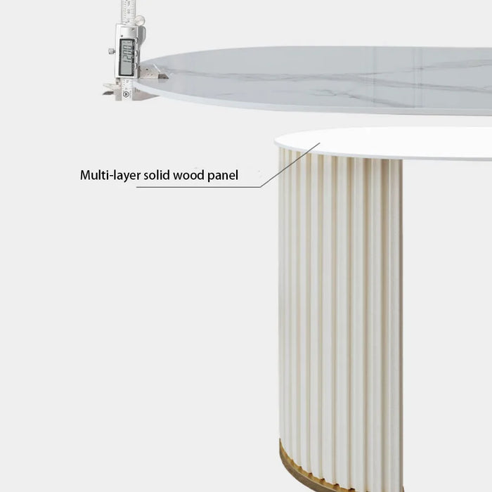 Modern Minimalist High-Quality Oval White Dining Table - Suitable for Restaurant