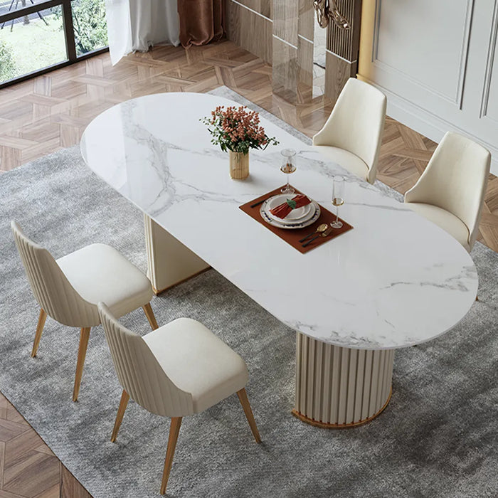 Modern Minimalist High-Quality Oval White Dining Table - Suitable for Restaurant