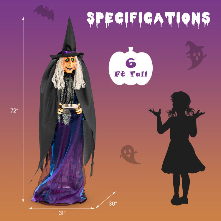 Halloween Giant Electronic Witch with Built-in LED Lights - Suitable for Pranks and Halloween Decorations