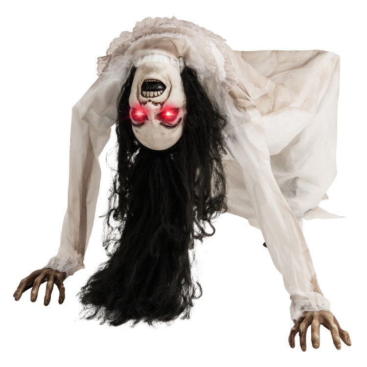 Halloween Electronic Crawling Ghost with LED Red Eyes - Suitable for Haunted House Party Decorations