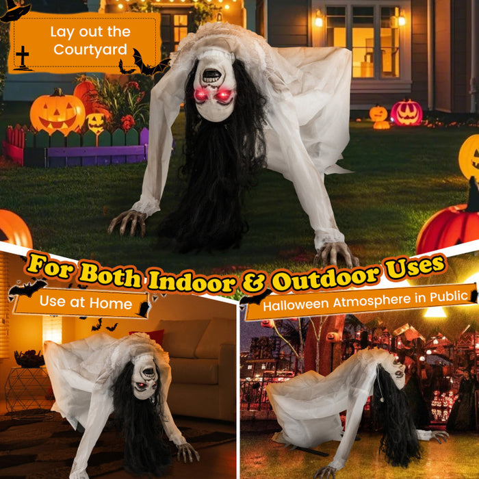 Halloween Electronic Crawling Ghost with LED Red Eyes - Suitable for Haunted House Party Decorations
