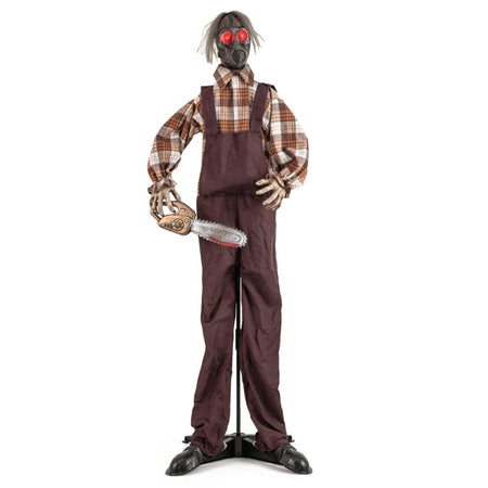 Halloween Electronic Animated Shaking Ghost with Chainsaw and Built-in Scary Sound Effects - Suitable for Haunted Houses and Parties
