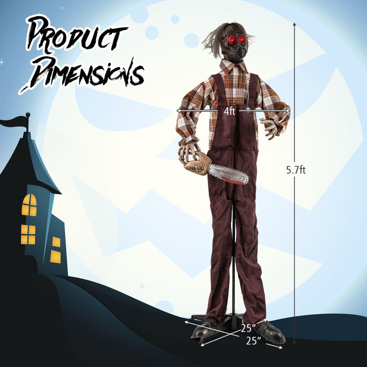 Halloween Electronic Animated Shaking Ghost with Chainsaw and Built-in Scary Sound Effects - Suitable for Haunted Houses and Parties