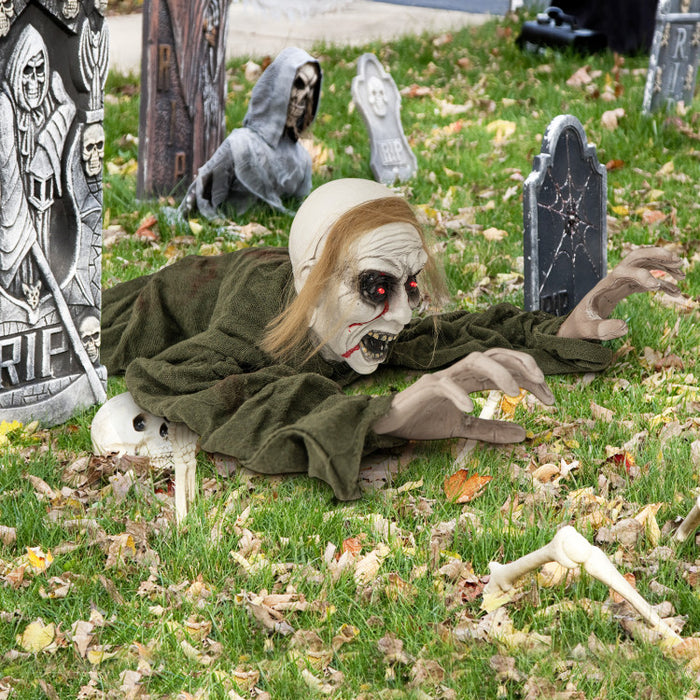 Halloween Bursting Out Zombie with Built-in Sound Activation - Suitable for Halloween Party Decorations and Haunted Houses