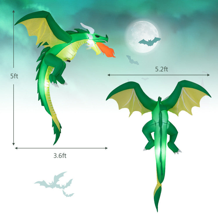 Halloween Inflatable Hanging Dragon with Ropes - Suitable for Halloween Decorations