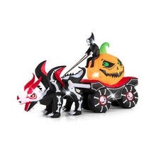 Load image into Gallery viewer, Halloween Inflatable Dead Man&#39;s Car with Pumpkin Skull LED Lights - Suitable for Halloween Party Decorations
