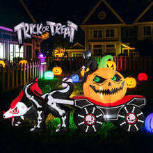 Load image into Gallery viewer, Halloween Inflatable Dead Man&#39;s Car with Pumpkin Skull LED Lights - Suitable for Halloween Party Decorations
