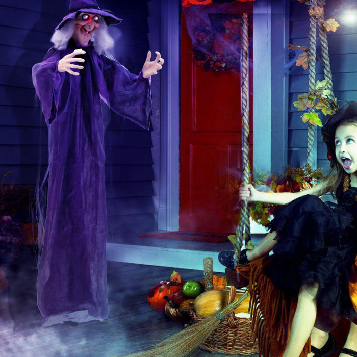 Halloween Hanging Witch with Pre-recorded Phrases - Suitable for Halloween Decorations and Haunted Houses