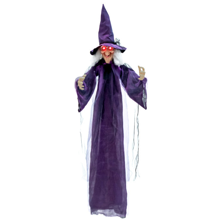 Halloween Hanging Witch with Pre-recorded Phrases - Suitable for Halloween Decorations and Haunted Houses