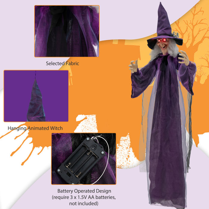 Halloween Hanging Witch with Pre-recorded Phrases - Suitable for Halloween Decorations and Haunted Houses