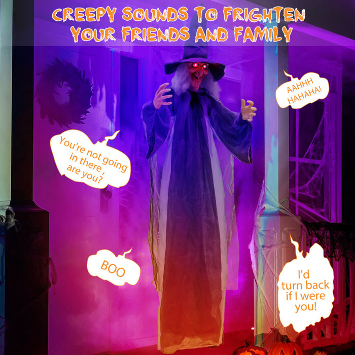 Halloween Hanging Witch with Pre-recorded Phrases - Suitable for Halloween Decorations and Haunted Houses