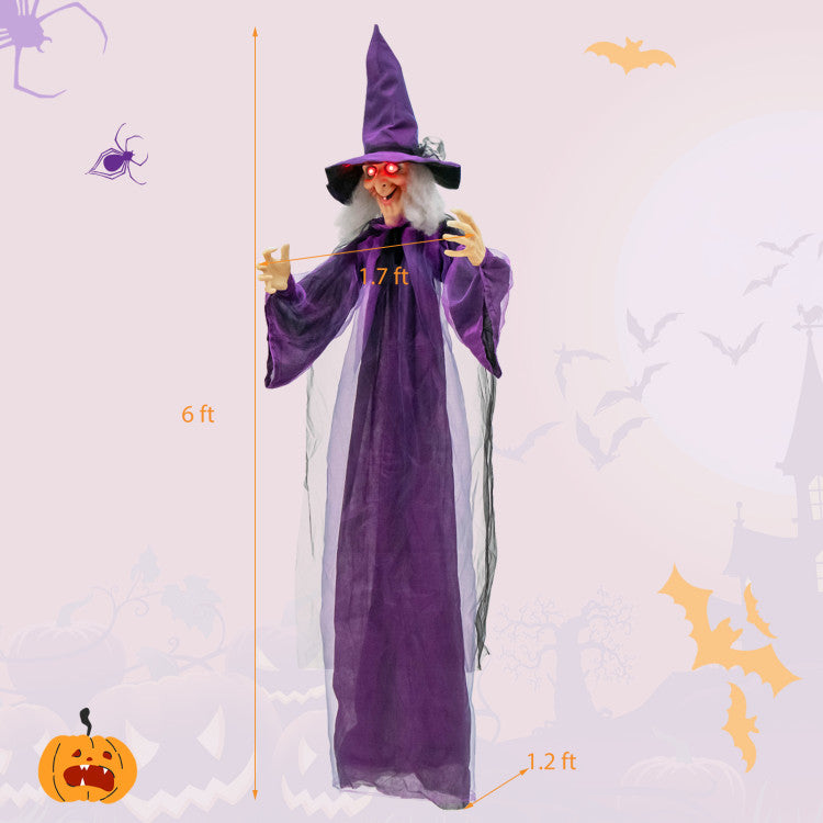 Halloween Hanging Witch with Pre-recorded Phrases - Suitable for Halloween Decorations and Haunted Houses