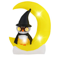 Load image into Gallery viewer, Halloween Inflatable Owl on Moon Decoration with Built-in LED Lights - Suitable for Holiday Parties
