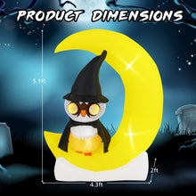 Load image into Gallery viewer, Halloween Inflatable Owl on Moon Decoration with Built-in LED Lights - Suitable for Holiday Parties

