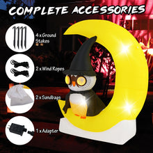 Load image into Gallery viewer, Halloween Inflatable Owl on Moon Decoration with Built-in LED Lights - Suitable for Holiday Parties
