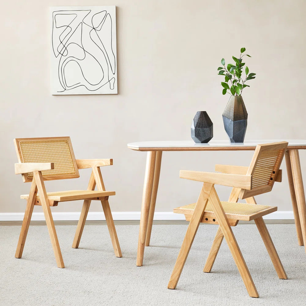 2-Piece Set of Rattan Armchairs, Suitable for Living Room, Dining Room