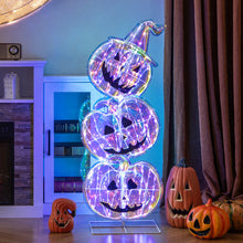Load image into Gallery viewer, Halloween Glowing Stacked Pumpkins (3 Pieces) with 150 Built-in LED Lights - Suitable for Halloween Decorations and Haunted Houses
