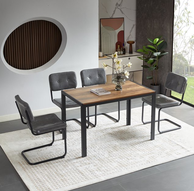 Set of 4, PU Leisure Chairs Living Room Chair with Metal Legs