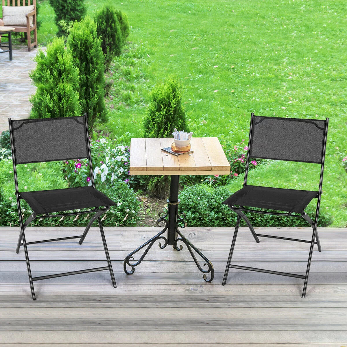 Auction Deal -4-Piece Set of Black Folding Chairs for Outdoor Patio and Camping