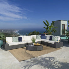 Charger l&#39;image dans la galerie, 8 Piece Outdoor Wicker Sectional Sofa Set in Gray
