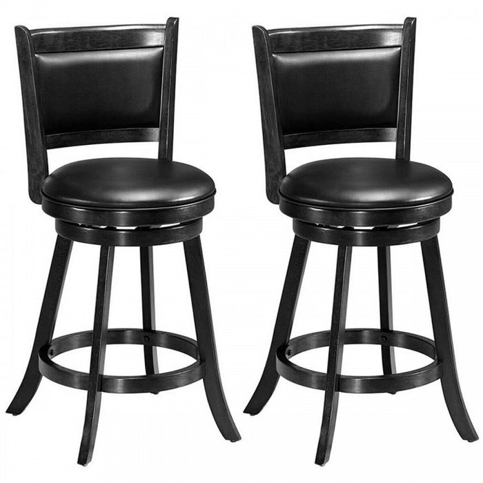 Costway Swivel Dining Chair Set of 2 - Bar Stools with Padded Backrest and Seat Cushion, Suitable for Restaurant, Bar, and Cafe