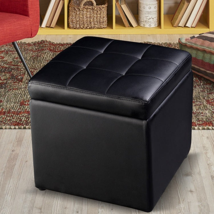 Modern Leather Padded Storage Seat Shoe Bench