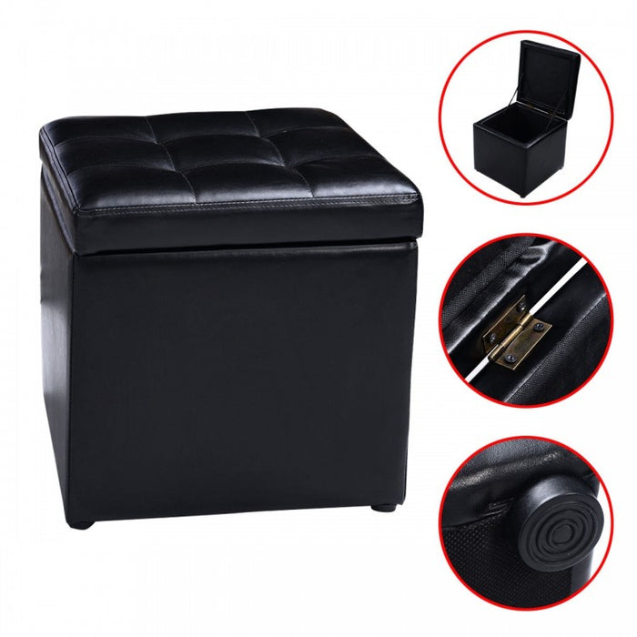 Modern Leather Padded Storage Seat Shoe Bench