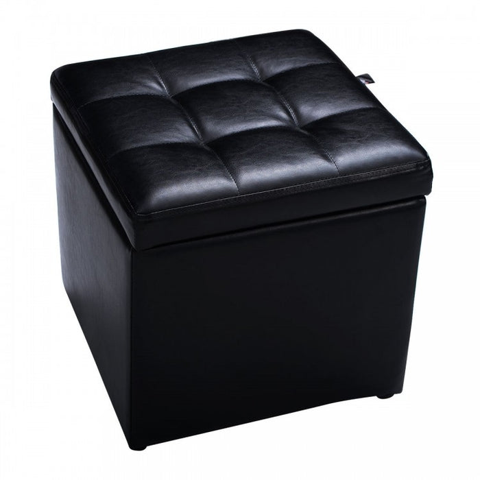 Modern Leather Padded Storage Seat Shoe Bench