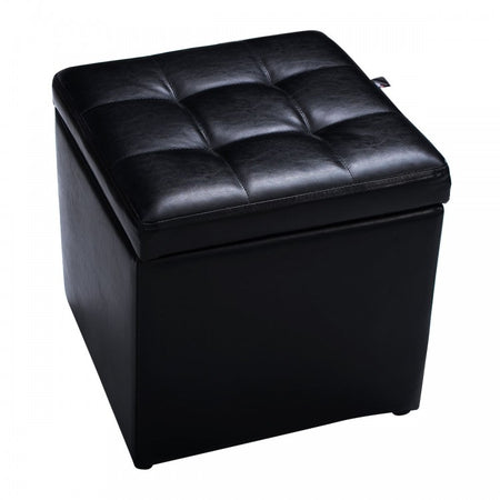 Modern Leather Padded Storage Seat Shoe Bench