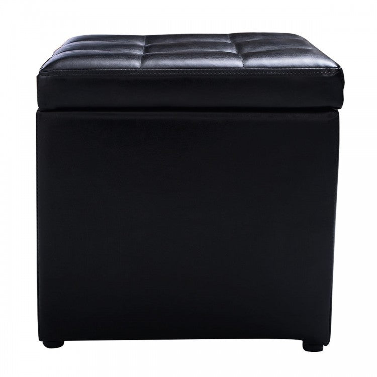 Modern Leather Padded Storage Seat Shoe Bench