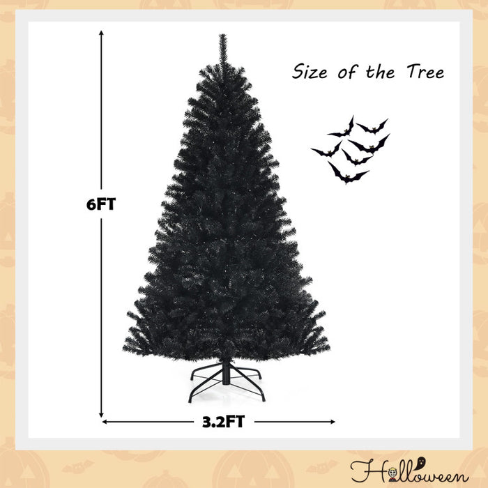 Halloween Black Christmas Tree with Purple LED Lights - DIY Party Decoration