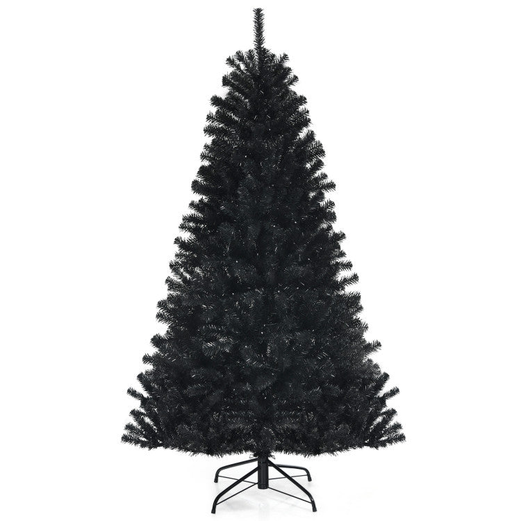 Halloween Black Christmas Tree with Purple LED Lights - DIY Party Decoration