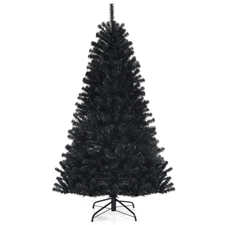Halloween Black Christmas Tree with Purple LED Lights - DIY Party Decoration