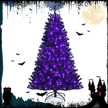 Load image into Gallery viewer, Halloween Black Christmas Tree with Purple LED Lights - DIY Party Decoration
