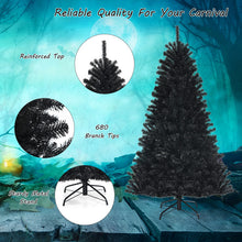 Load image into Gallery viewer, Halloween Black Christmas Tree with Purple LED Lights - DIY Party Decoration
