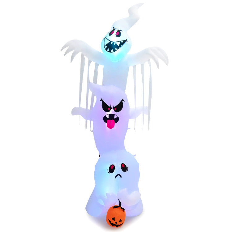 Halloween Inflatable Overlapping Ghosts with Colorful RGB Lights - Suitable for Halloween Party Decorations
